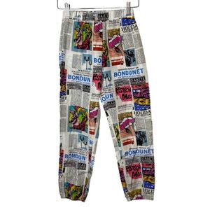 SHEIN Girls Comic Book Pop Art Newspaper Print Joggers Size 10Y Multicolor